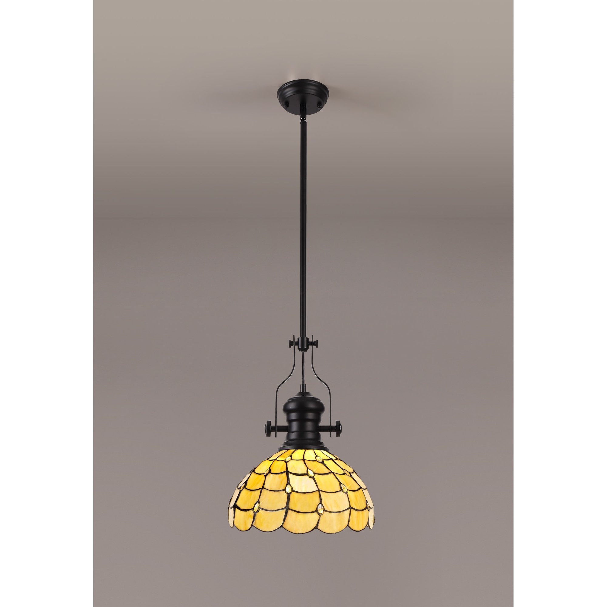 Louis, Chrisy 1 Light Pendant Matt Black Beige