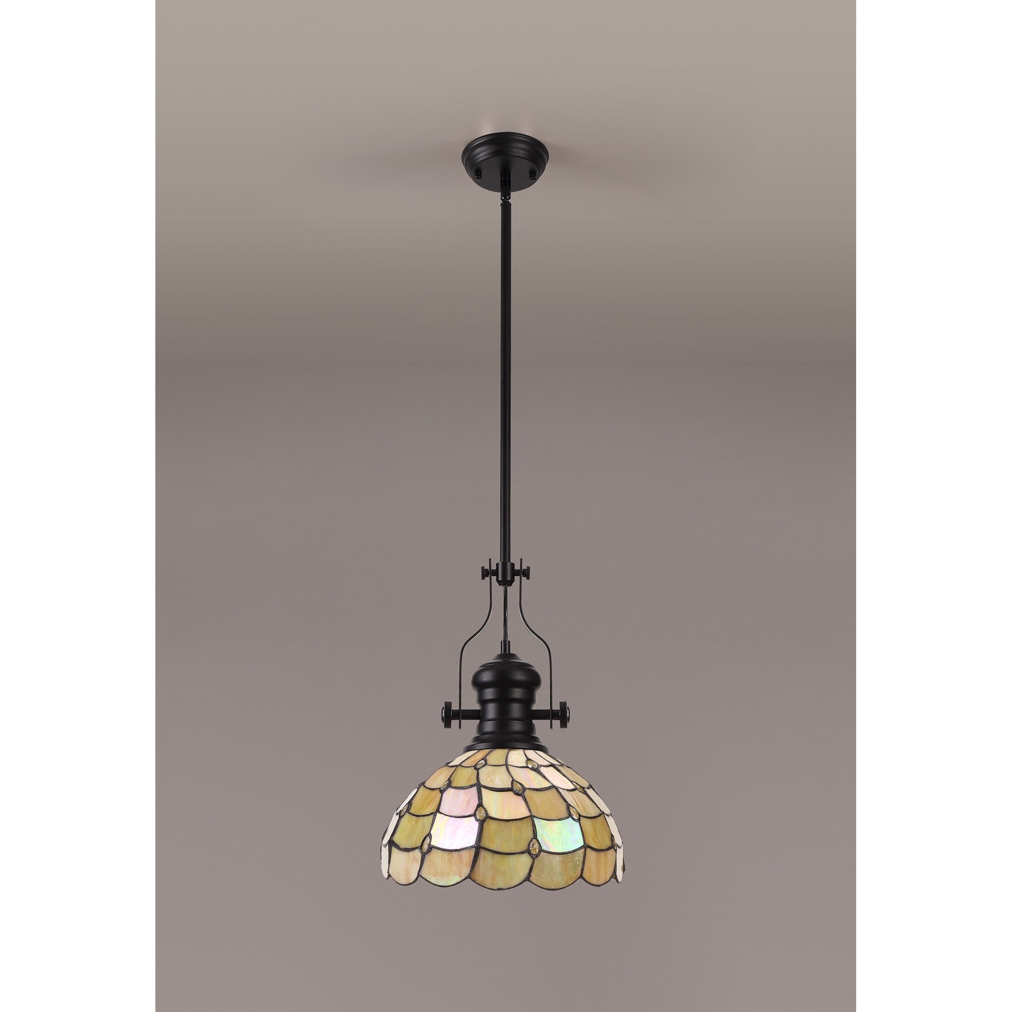 Louis, Chrisy 1 Light Pendant Matt Black Beige