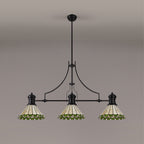 NLK15159 Louis, Umbrian 3 Light Linear Pendant Matt Black Green/Cream