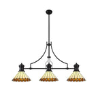 NLK15169 Louis, Umbrian 3 Light Linear Pendant Matt Black Amber/Cream