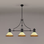 NLK15169 Louis, Umbrian 3 Light Linear Pendant Matt Black Amber/Cream