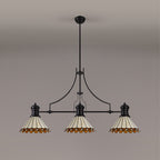 NLK15169 Louis, Umbrian 3 Light Linear Pendant Matt Black Amber/Cream
