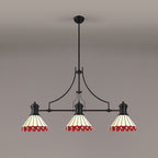 NLK15179 Louis, Umbrian 3 Light Linear Pendant Matt Black Red/Cream