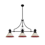 NLK15179 Louis, Umbrian 3 Light Linear Pendant Matt Black Red/Cream