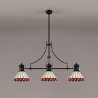 NLK15179 Louis, Umbrian 3 Light Linear Pendant Matt Black Red/Cream