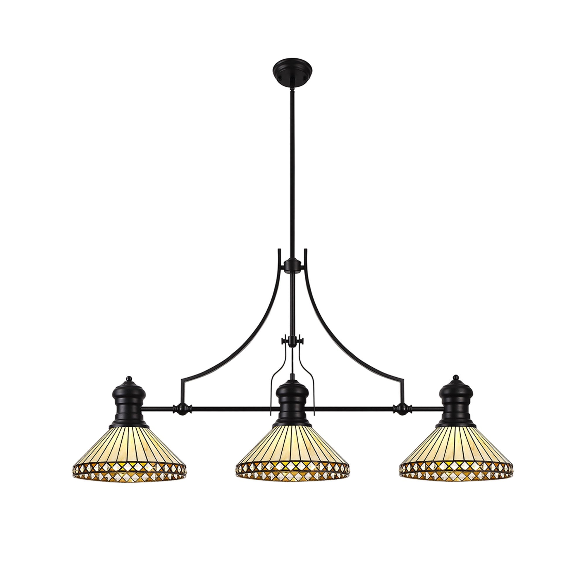 NLK15209 Louis, Tink 3 Light Linear Pendant Matt Black Amber/Cream