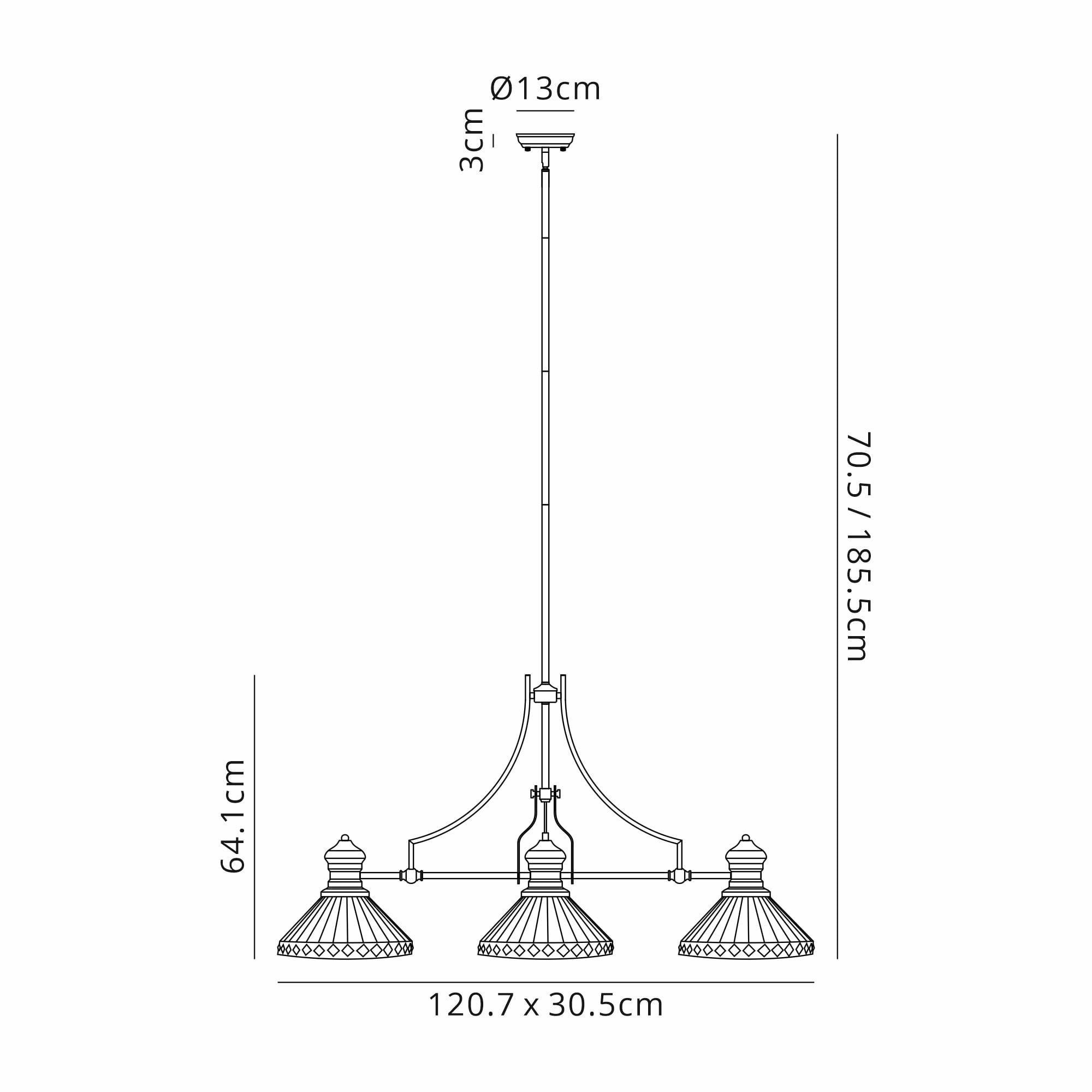 NLK15209 Louis, Tink 3 Light Linear Pendant Matt Black Amber/Cream