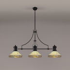 NLK15209 Louis, Tink 3 Light Linear Pendant Matt Black Amber/Cream