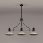 NLK15209 Louis, Tink 3 Light Linear Pendant Matt Black Amber/Cream