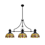 NLK15219 Louis, Heidi 3 Light Linear Pendant Matt Black Orange/Blue