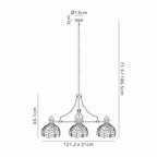 NLK15219 Louis, Heidi 3 Light Linear Pendant Matt Black Orange/Blue