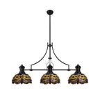 NLK15219 Louis, Heidi 3 Light Linear Pendant Matt Black Orange/Blue