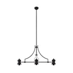 NLK15219 Louis, Heidi 3 Light Linear Pendant Matt Black Orange/Blue