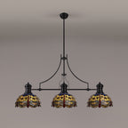 NLK15219 Louis, Heidi 3 Light Linear Pendant Matt Black Orange/Blue