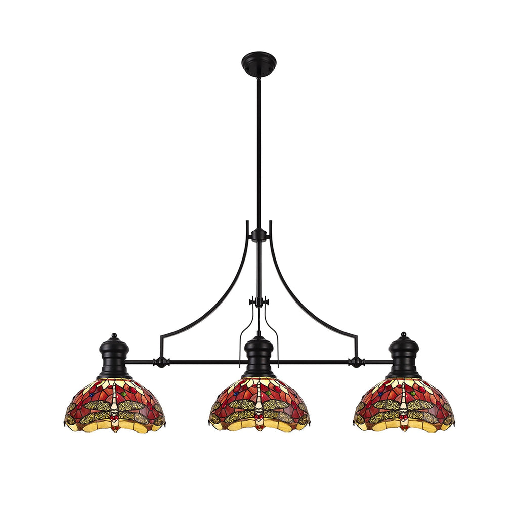 NLK15229 Louis, Heidi 3 Light Linear Pendant Matt Black Purple/Pink
