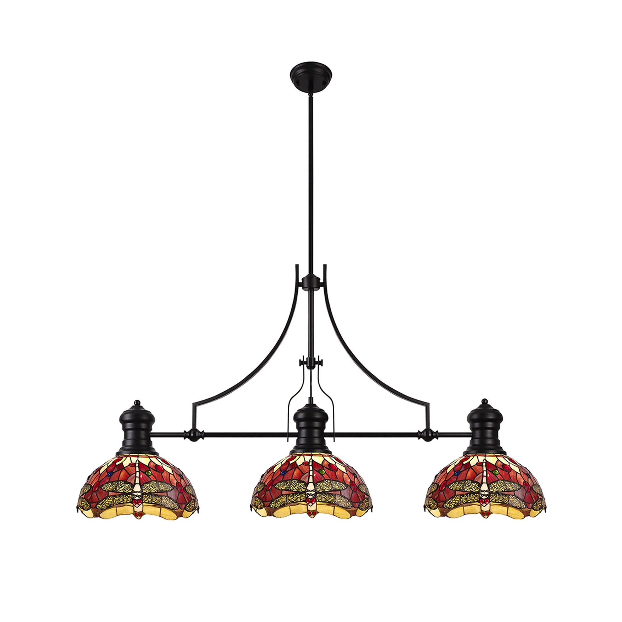 NLK15229 Louis, Heidi 3 Light Linear Pendant Matt Black Purple/Pink
