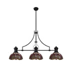 NLK15229 Louis, Heidi 3 Light Linear Pendant Matt Black Purple/Pink