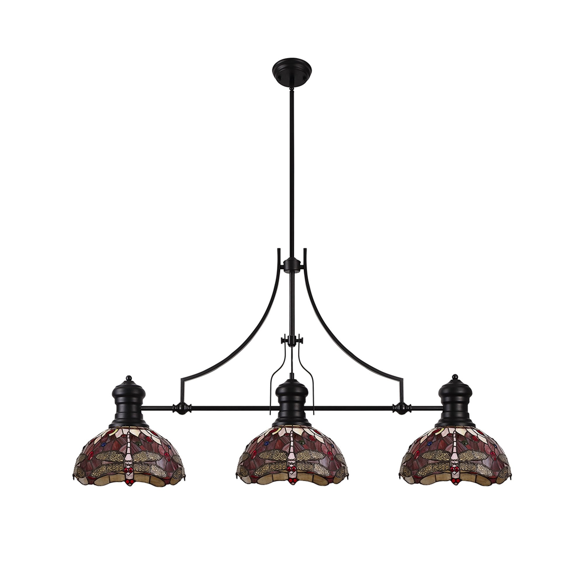 NLK15229 Louis, Heidi 3 Light Linear Pendant Matt Black Purple/Pink
