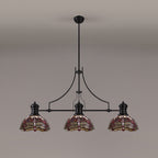 NLK15229 Louis, Heidi 3 Light Linear Pendant Matt Black Purple/Pink