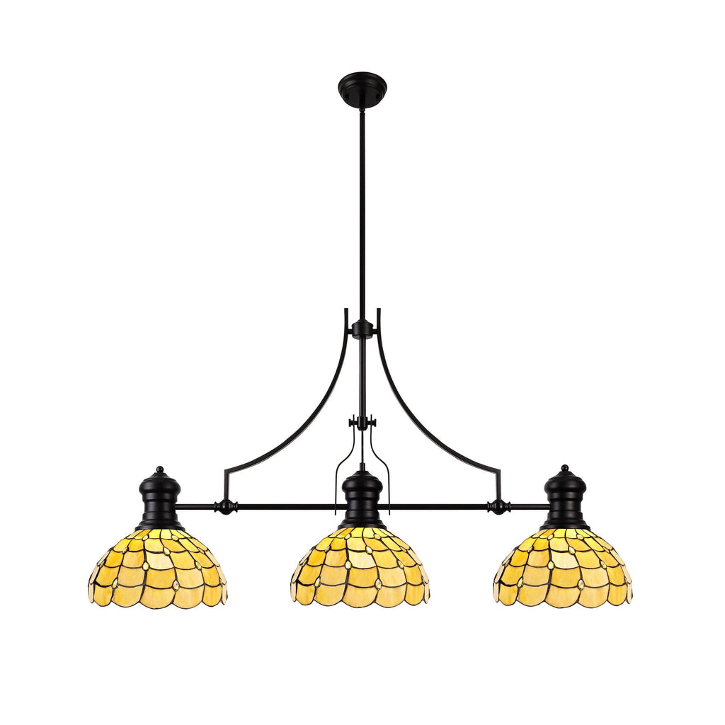 NLK15239 Louis, Chrisy 3 Light Linear Pendant Matt Black Beige