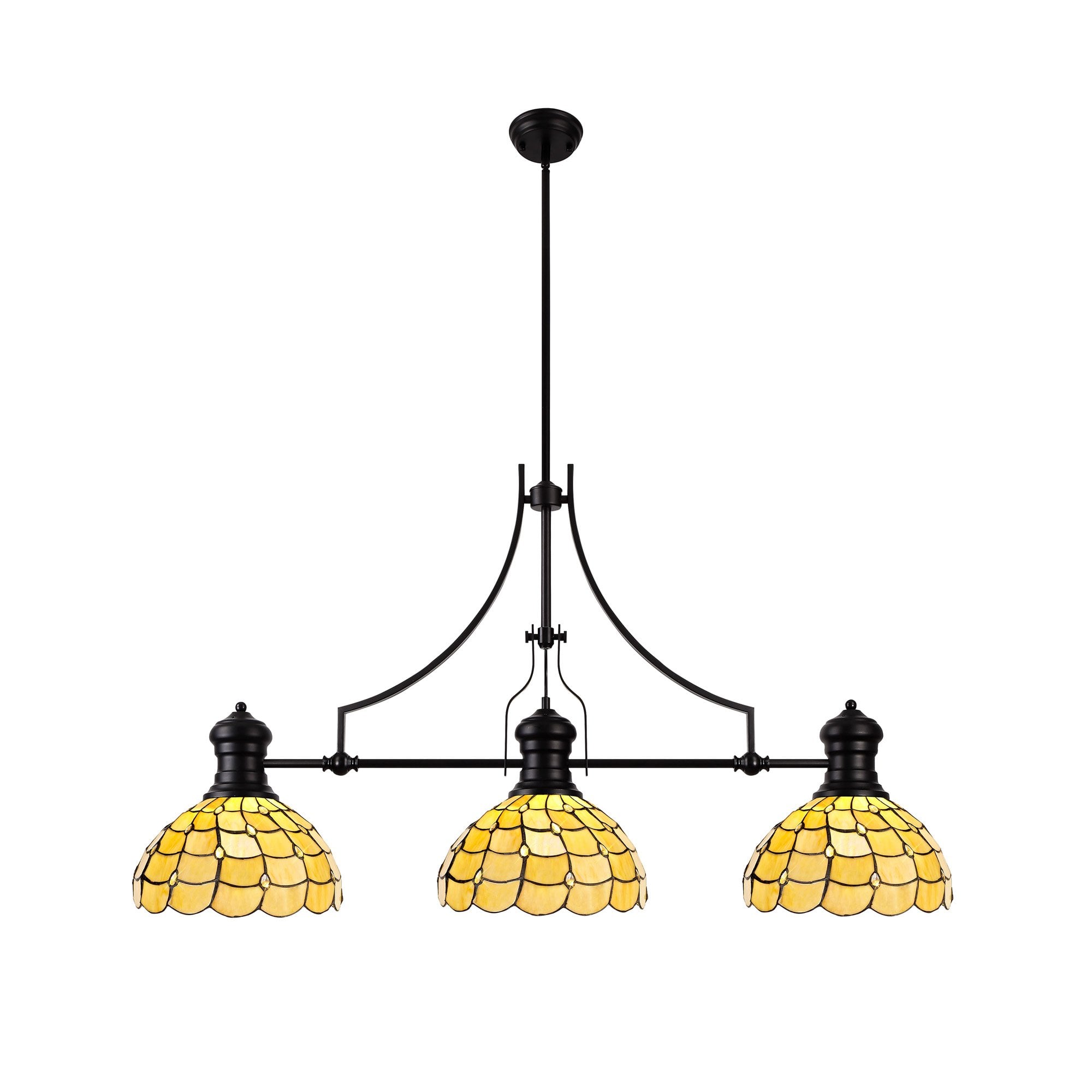 Louis, Chrisy 3 Light Linear Pendant Matt Black Beige