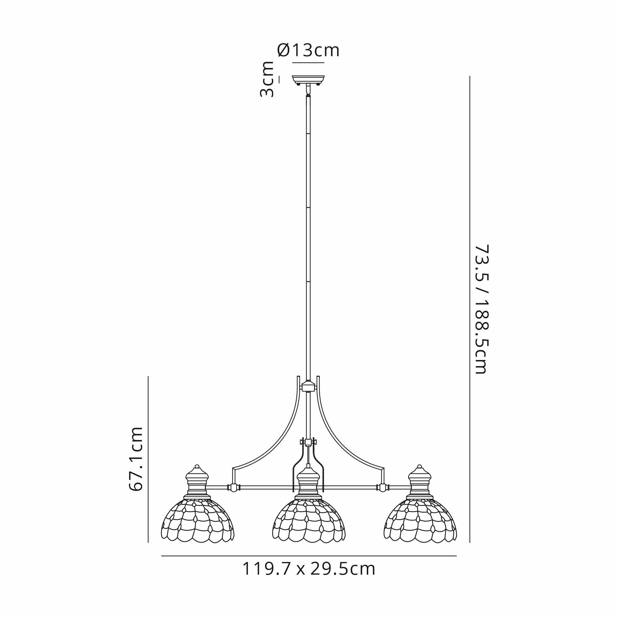 Louis, Chrisy 3 Light Linear Pendant Matt Black Beige