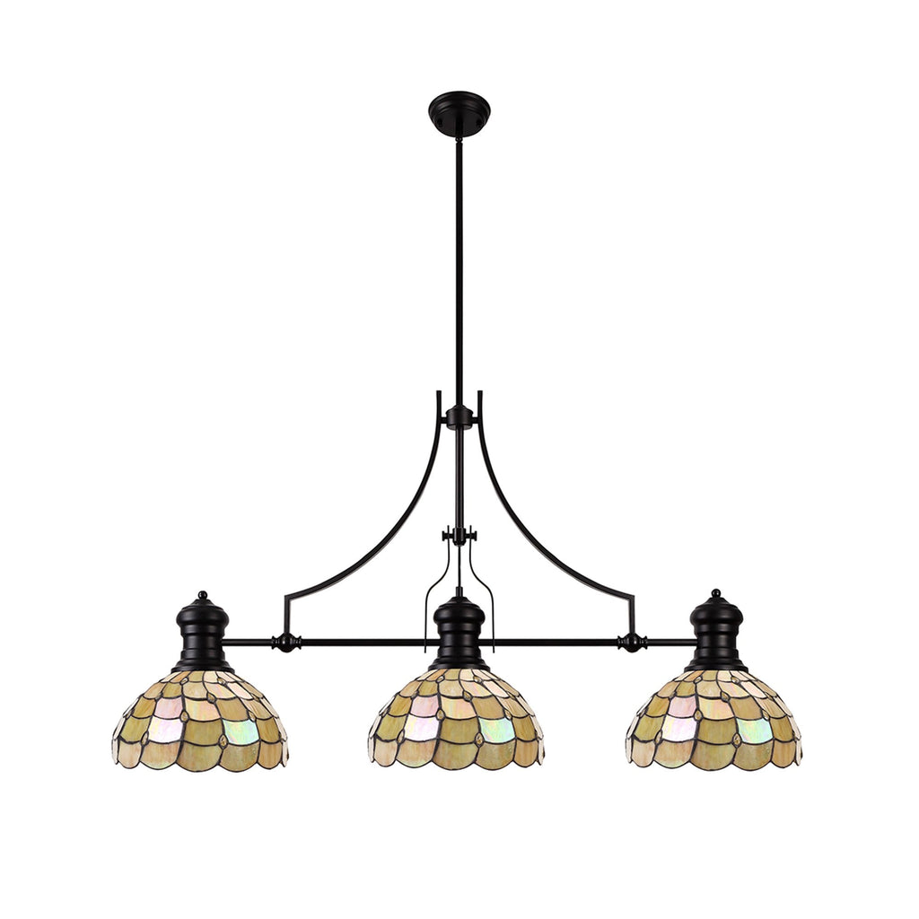 NLK15239 Louis, Chrisy 3 Light Linear Pendant Matt Black Beige