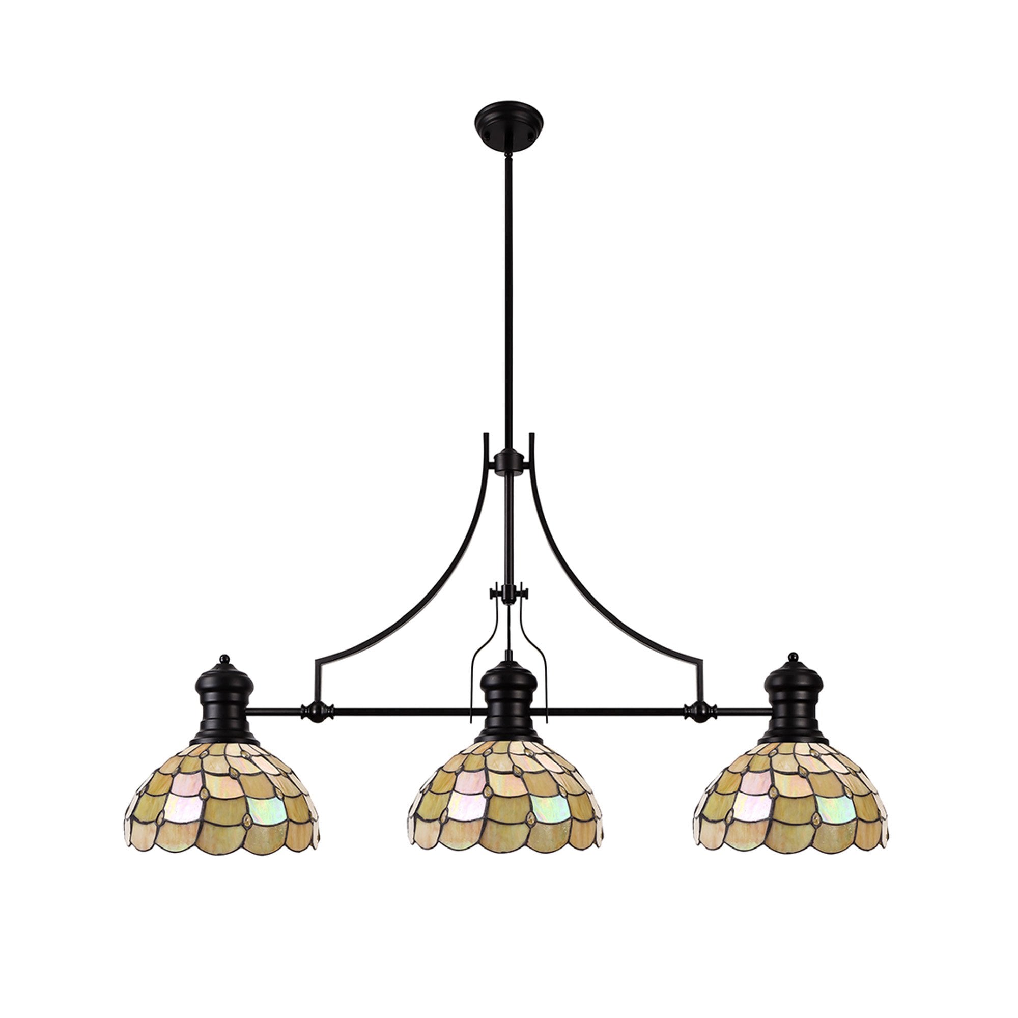 Louis, Chrisy 3 Light Linear Pendant Matt Black Beige