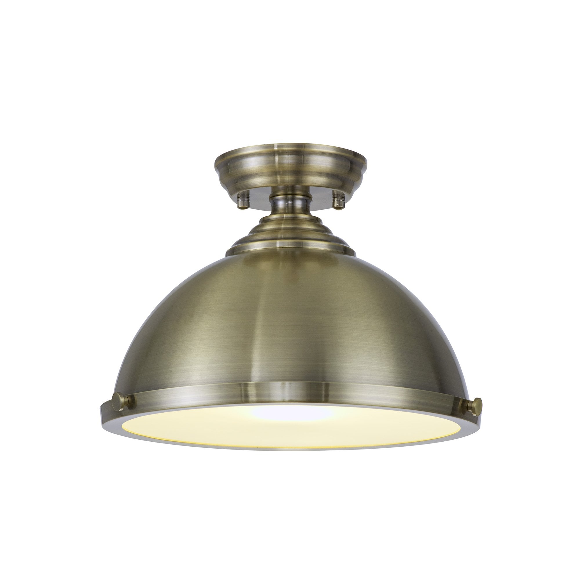 NLK15259 Louis 1 Light Flush Ceiling Light Antique Brass Frosted White