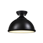 NLK15269 Louis 1 Light Flush Ceiling Light Matt Black Frosted White