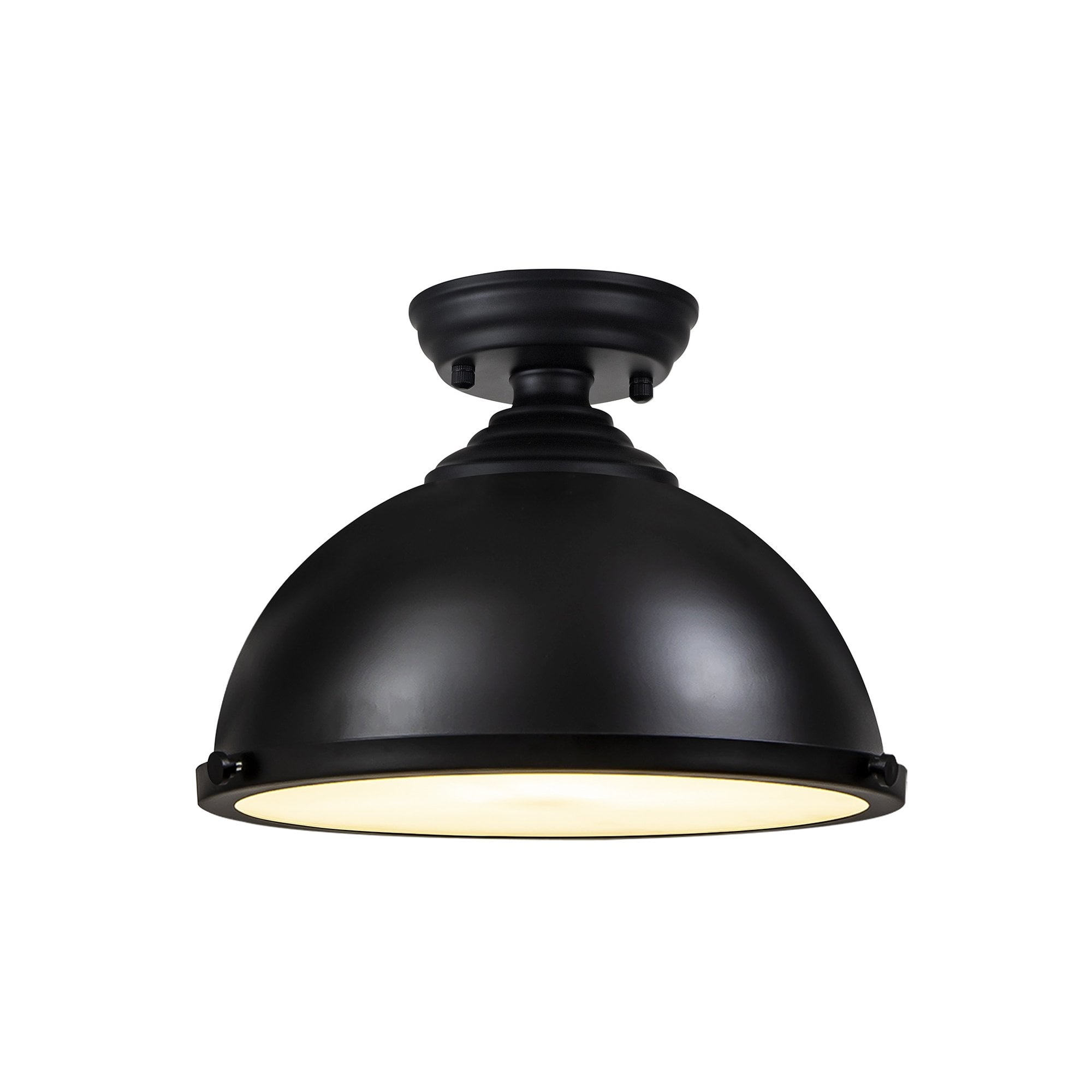 NLK15269 Louis 1 Light Flush Ceiling Light Matt Black Frosted White
