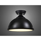 NLK15269 Louis 1 Light Flush Ceiling Light Matt Black Frosted White