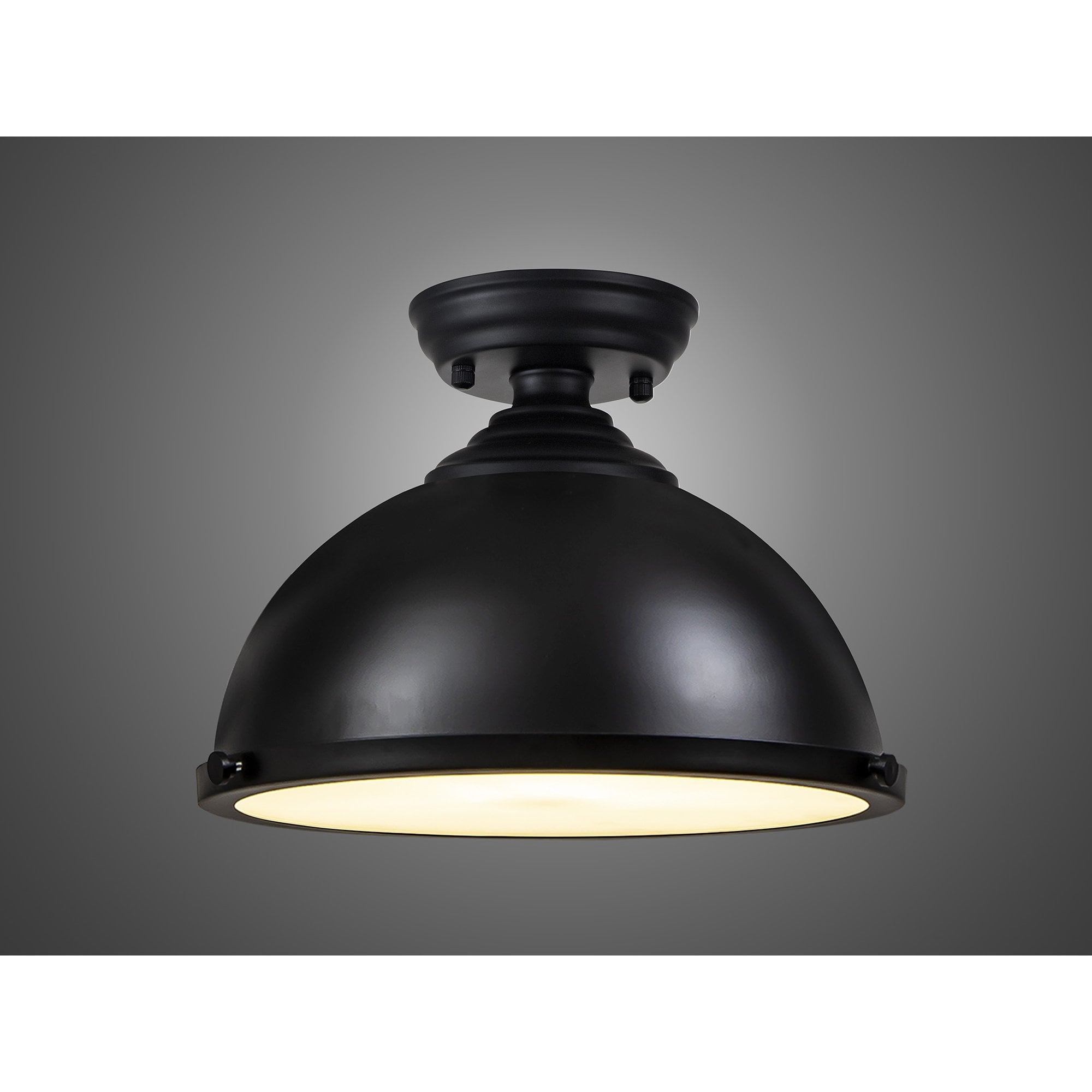 NLK15269 Louis 1 Light Flush Ceiling Light Matt Black Frosted White