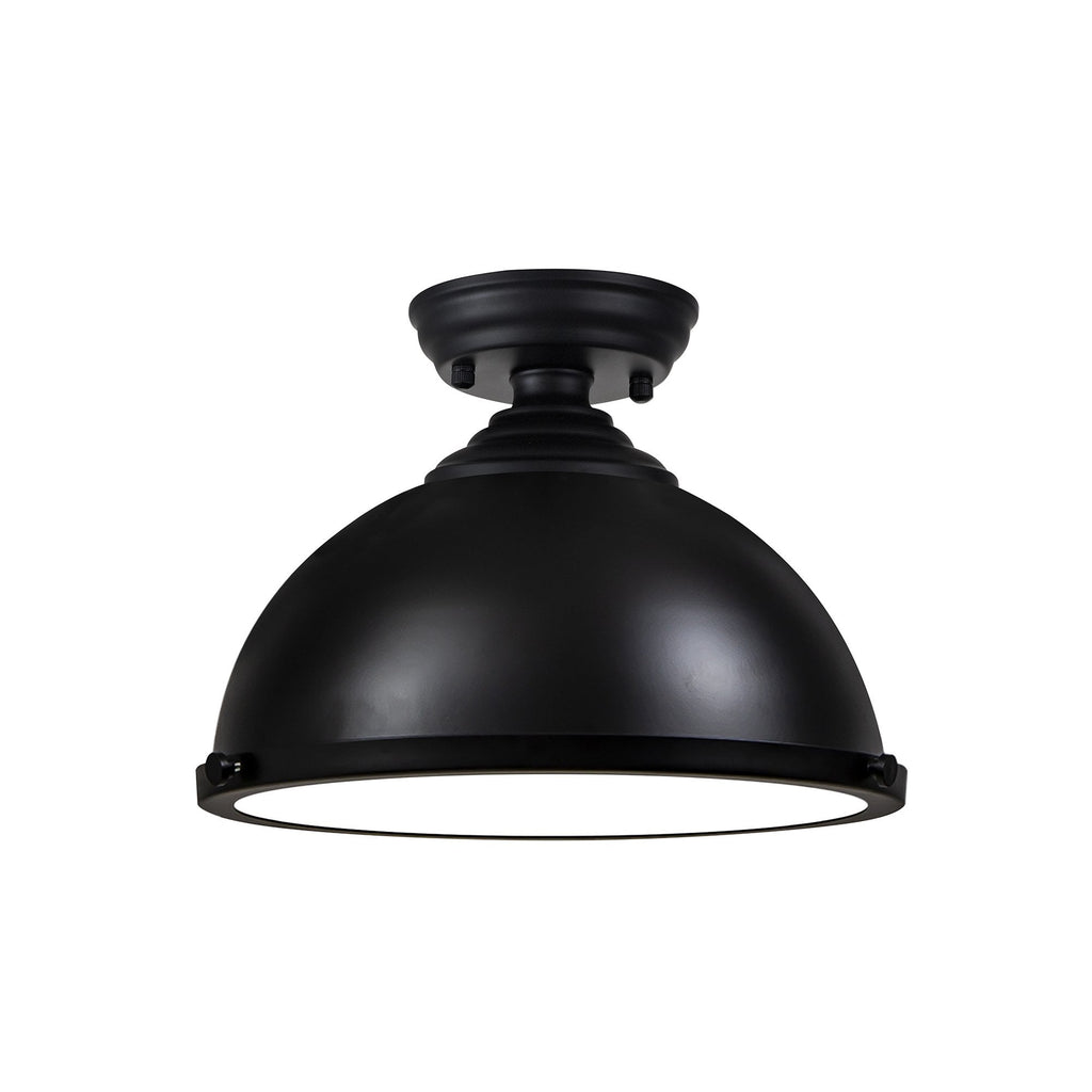 NLK15269 Louis 1 Light Flush Ceiling Light Matt Black Frosted White