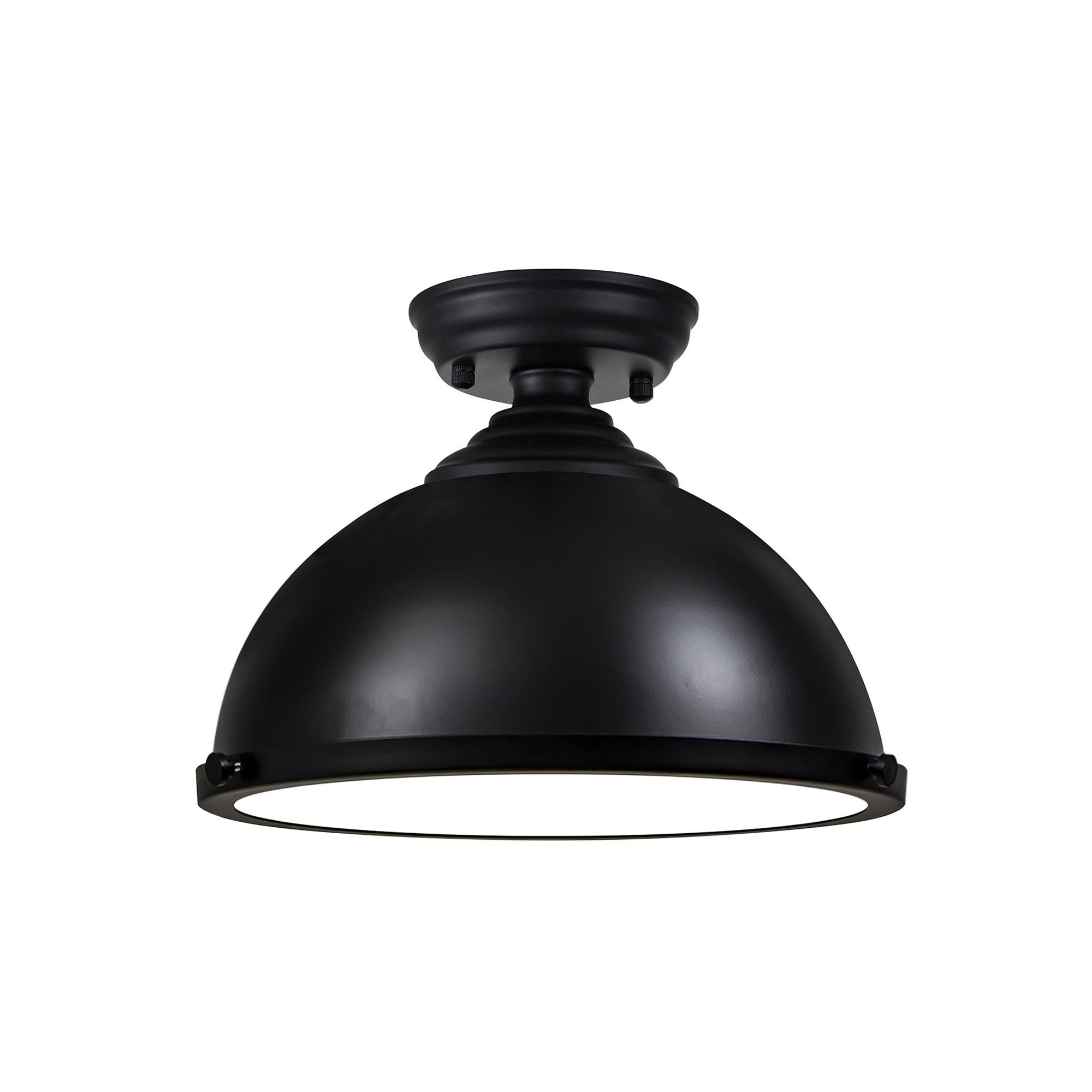 NLK15269 Louis 1 Light Flush Ceiling Light Matt Black Frosted White