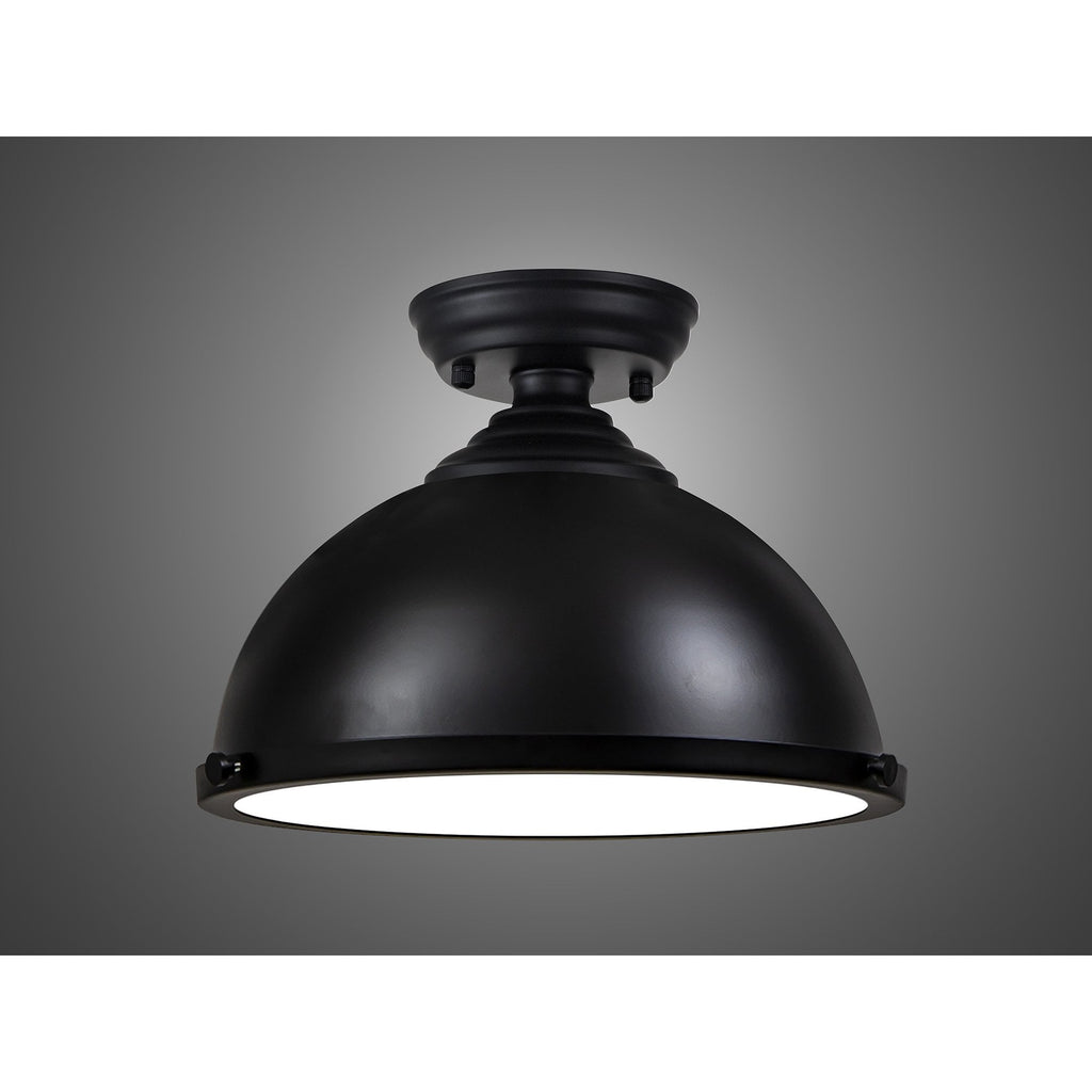 NLK15269 Louis 1 Light Flush Ceiling Light Matt Black Frosted White