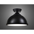 NLK15269 Louis 1 Light Flush Ceiling Light Matt Black Frosted White