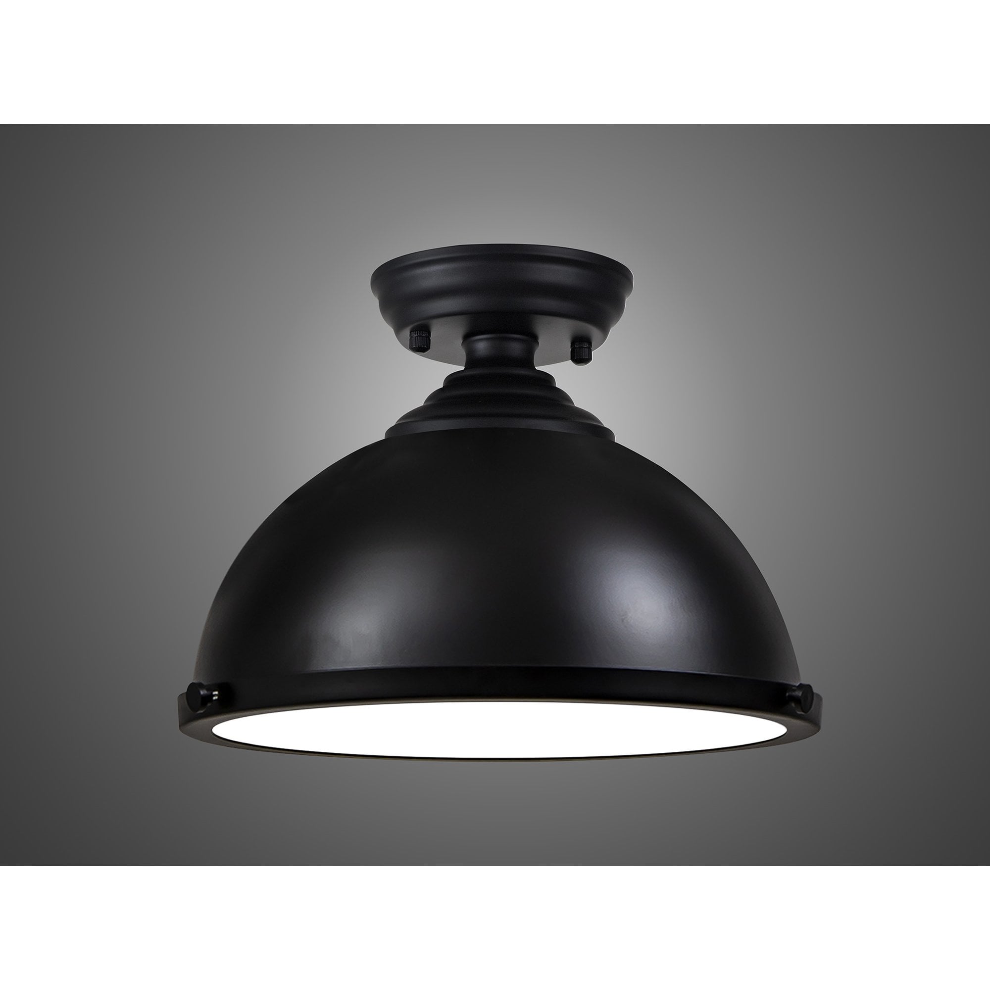NLK15269 Louis 1 Light Flush Ceiling Light Matt Black Frosted White