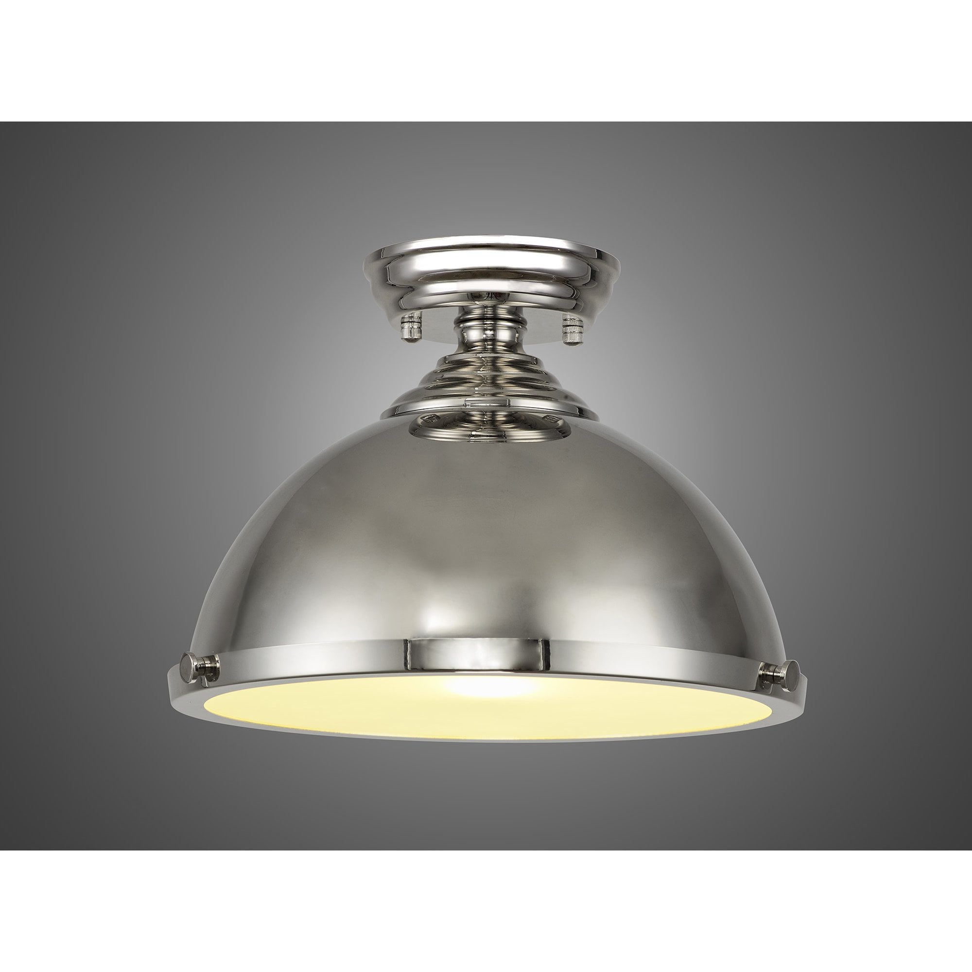 NLK15279 Louis 1 Light Flush Ceiling Light Polished Nickel Frosted White
