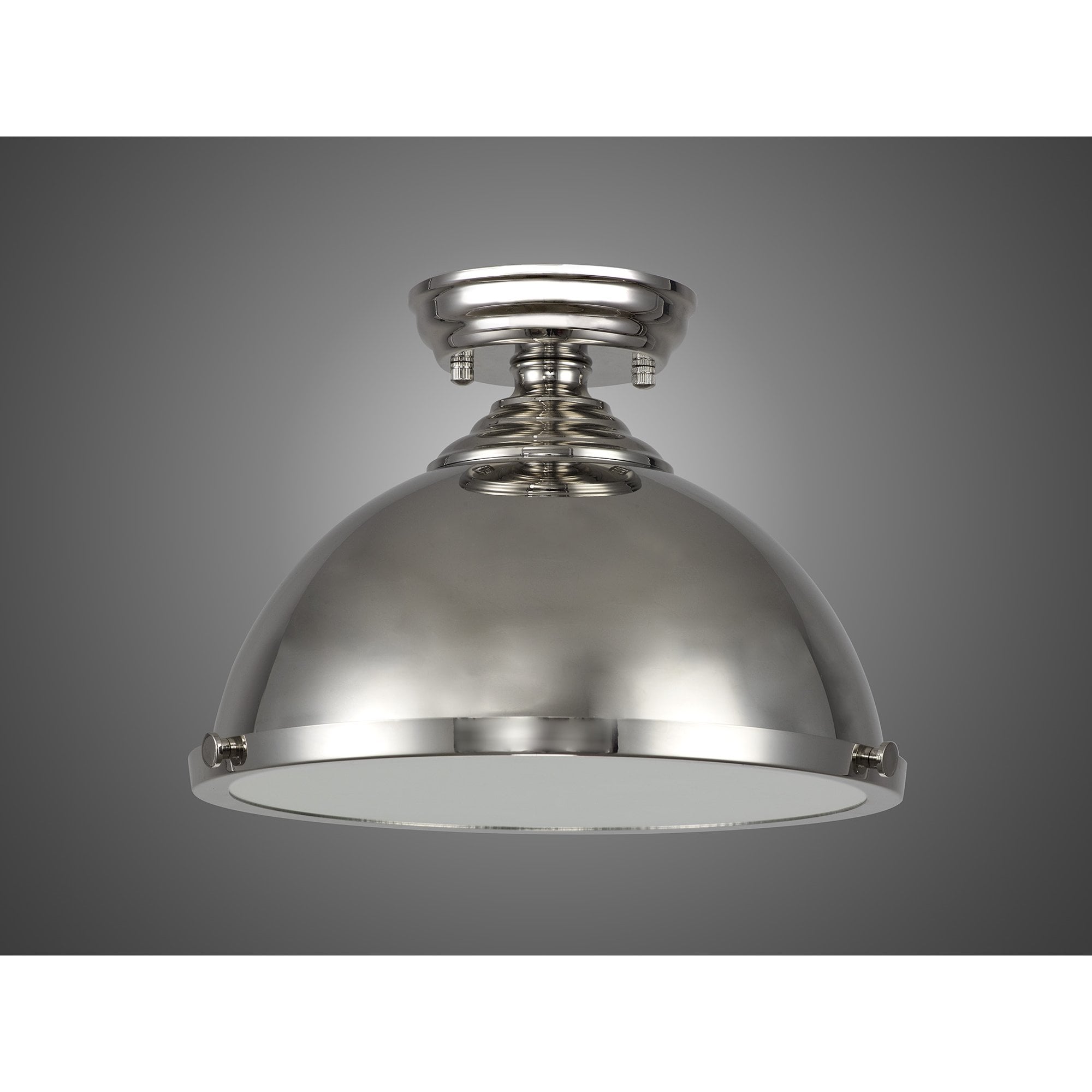 NLK15279 Louis 1 Light Flush Ceiling Light Polished Nickel Frosted White