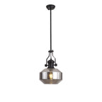 NLK15349 Louis 1 Light Round Pendant Matt Black Smoke