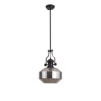 NLK15349 Louis 1 Light Round Pendant Matt Black Smoke
