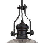 NLK15349 Louis 1 Light Round Pendant Matt Black Smoke