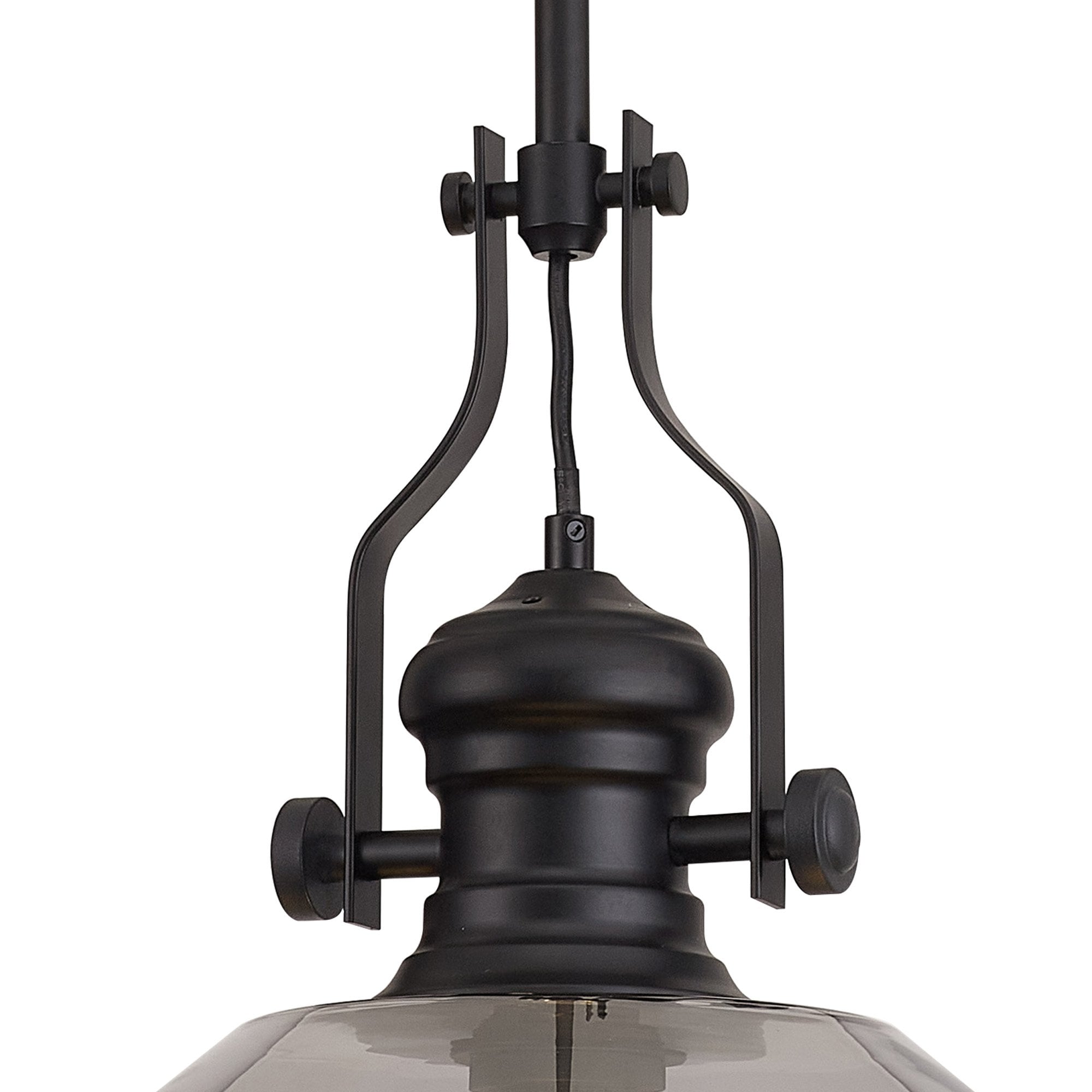 NLK15349 Louis 1 Light Round Pendant Matt Black Smoke