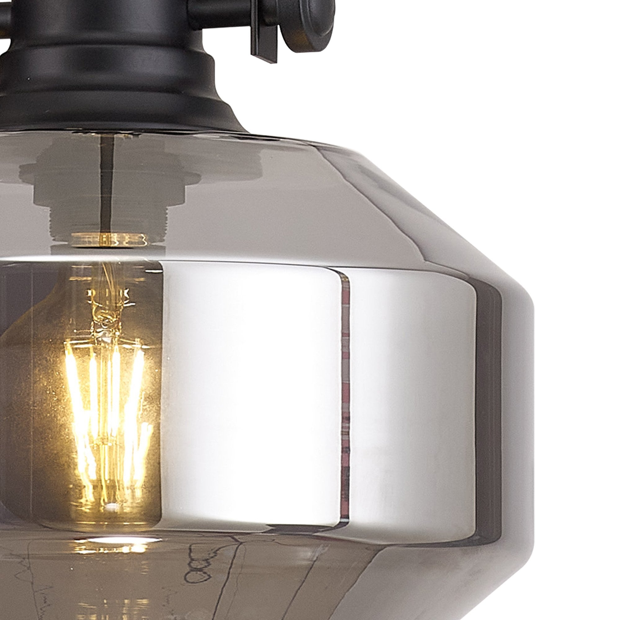 NLK15349 Louis 1 Light Round Pendant Matt Black Smoke