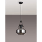 NLK15349 Louis 1 Light Round Pendant Matt Black Smoke
