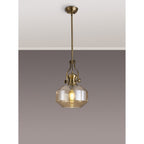 NLK15359 Louis 1 Light Round Pendant Antique Brass Cognac
