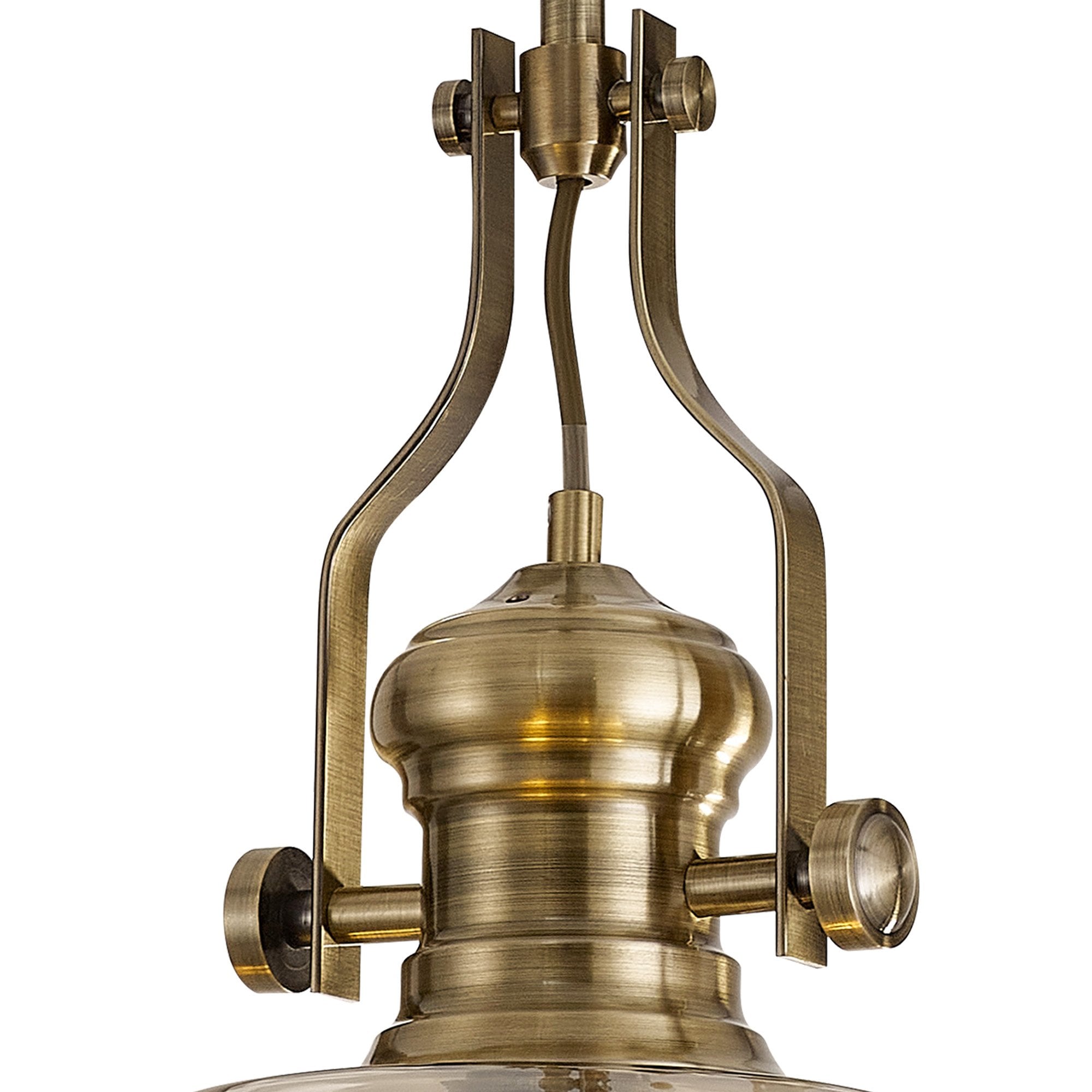 NLK15359 Louis 1 Light Round Pendant Antique Brass Cognac