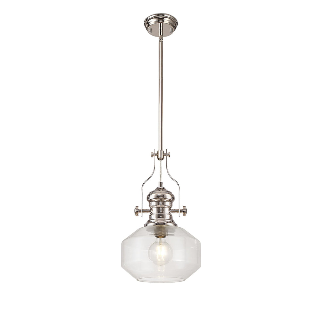 NLK15369 Louis 1 Light Round Pendant Polished Nickel Clear