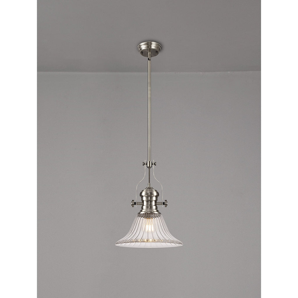 NLK15389 Louis 1 Light Pendant Satin Nickel Clear
